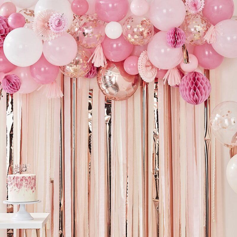 Balloon & Fan Garland Blush & Peach